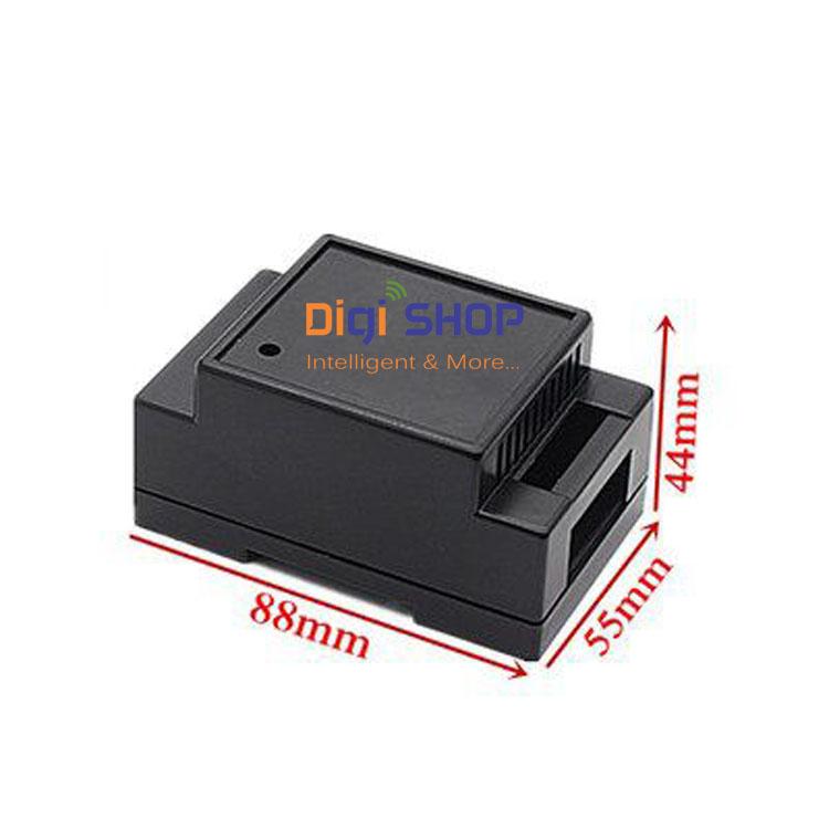 Hộp nhựa PLC kích thước 88x55x44mm màu đen - Vỏ hộp mạch điện tử cài DIN35